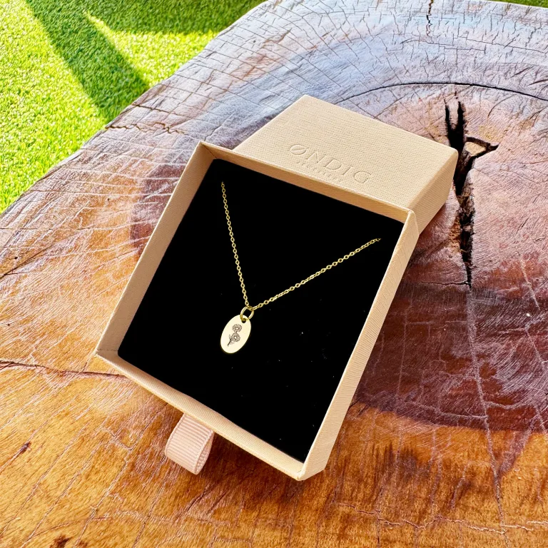 Gerbera på superellipse halskæde - Personligt Smykke fra Øndig Jewellery. Gerbera-halskæde med personlig gravering